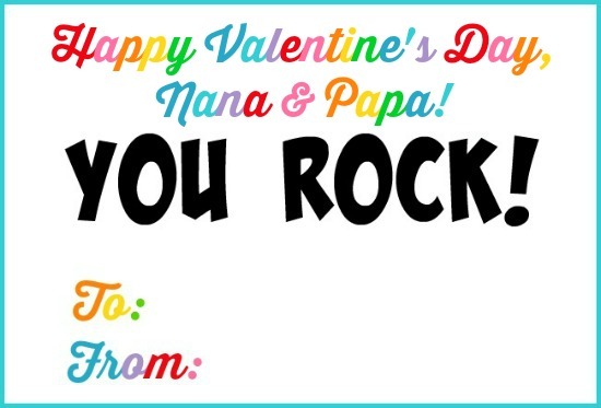 "You Rock" Printable DIY Valentines - this is a great way to whittle down the kids' rock collections. Super easy and cute! There are also printables here for Grandparents' valentines!
